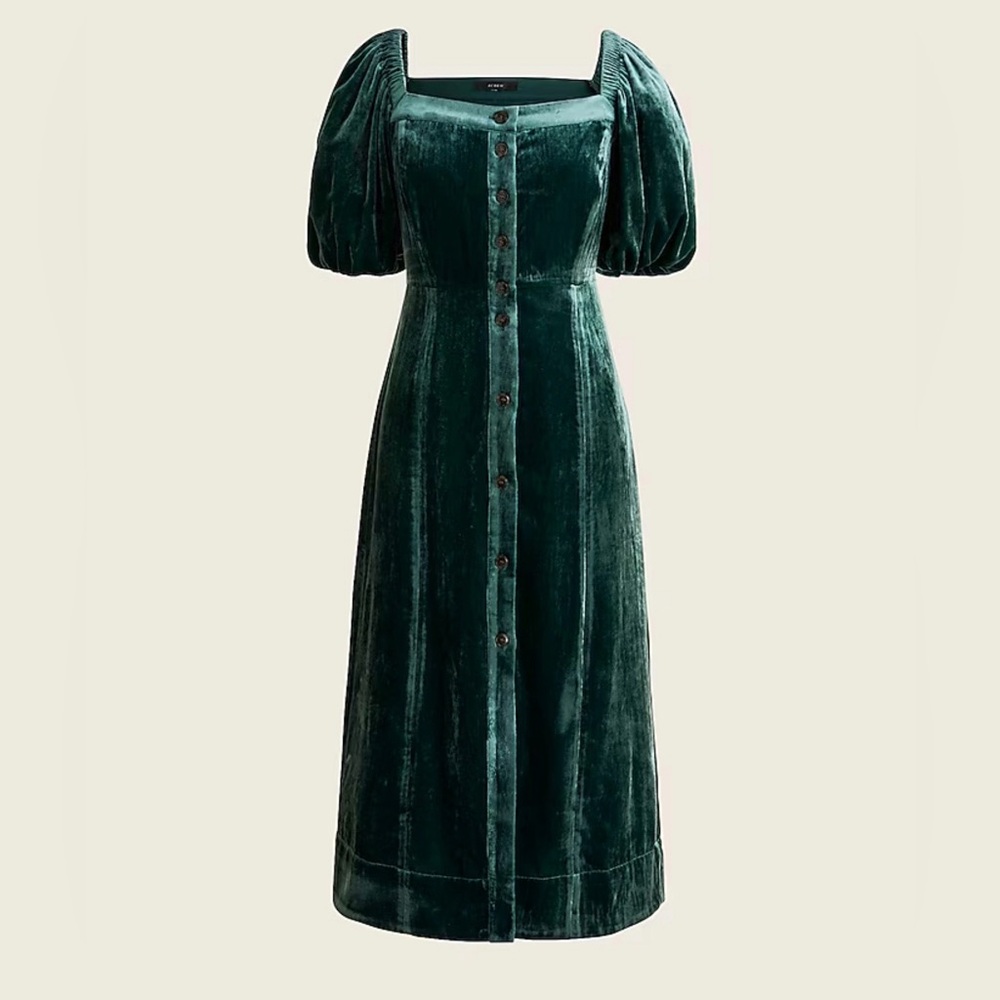 🖤 NWT J.Crew Puff Sleeve Velvet Dress Size 10